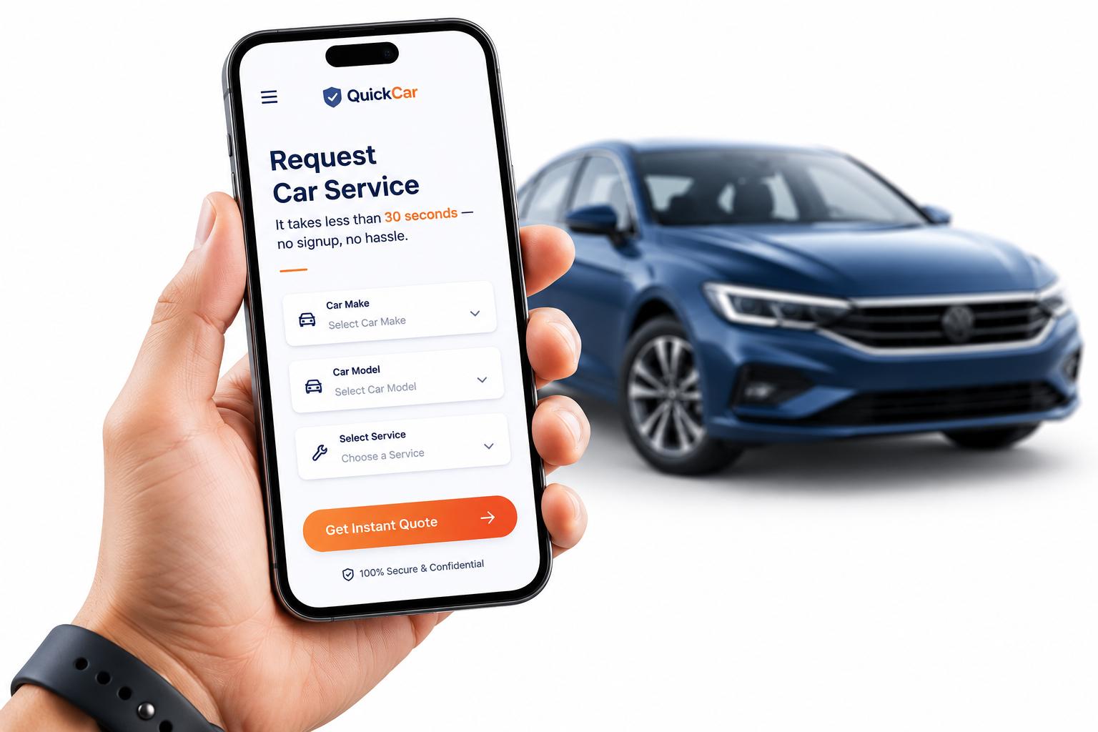 A Car Blink customer reviewing a service quote